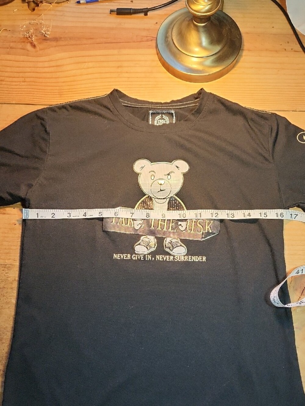 CR-24 Black Kids Tee with embossed Bear Graphic - "Take The Risk" - Picture 7 of 10